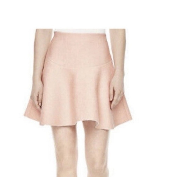 SANDRO Paris Baya Flared Textured Crepe Mini Skirt Rose Pale Pink SZ 3 (lg) NEW - Picture 1 of 7